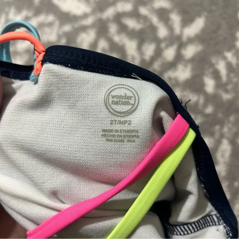 Wonder Nation Navy & Multi Color One Piece Swimsuit 2T